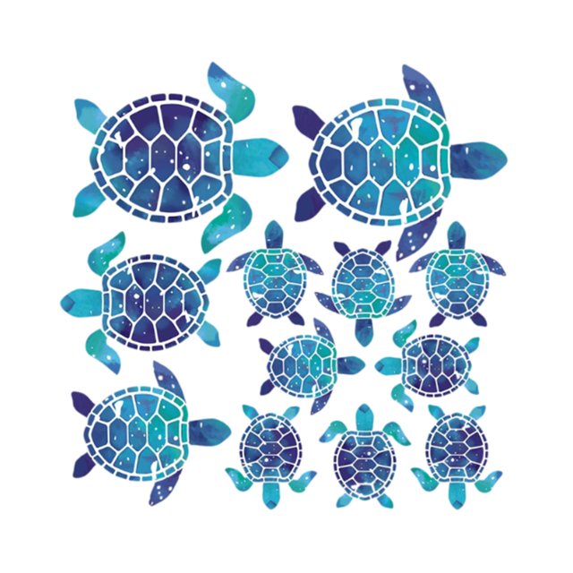 Juego de pegatinas de pared decorativas extraíbles con temática de tortugas marinas, ideales para decorar el salón, el baño o cualquier otro lugar.