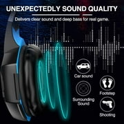 SPBPQY G2000 Gaming Headsets, Noise Cancelling Over-Ear Headset with Mic for PC/P4/P5 Surround Stereo Gaming Headphones with LED Light (Blue)