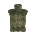 thumbnail image 1 of hirigin Women's Autumn Winter Waistcoat, Solid Color Sleeveless Stand Collar Warm Lightweight Puffer Zipper Vest, 1 of 9