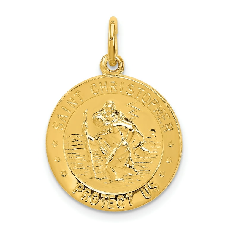 24k Gold Plated 925 Sterling Silver Saint Christopher Medal