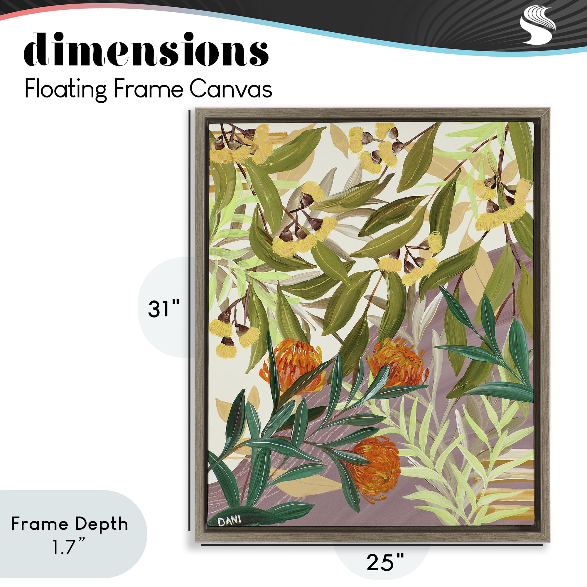 Stupell Industries Walk With Me Florals Brown Framed Floater Canvas Wall Art, design by Dani Heyward