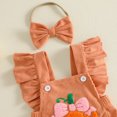 thumbnail image 6 of Cjfdfy Newborn Baby Girl Halloween Outfit Pumpkin Flying Sleeve Corduroy Romper Bow Headband Two Piece Set My First Halloween Bodysuit Cute Pumpkin Fall Winter Clothes, 6 of 9