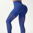 thumbnail image 7 of Women's Seamless Yoga Leggings with Cutout Mesh Stretchy High Waisted Active Pants Blue S, 7 of 7