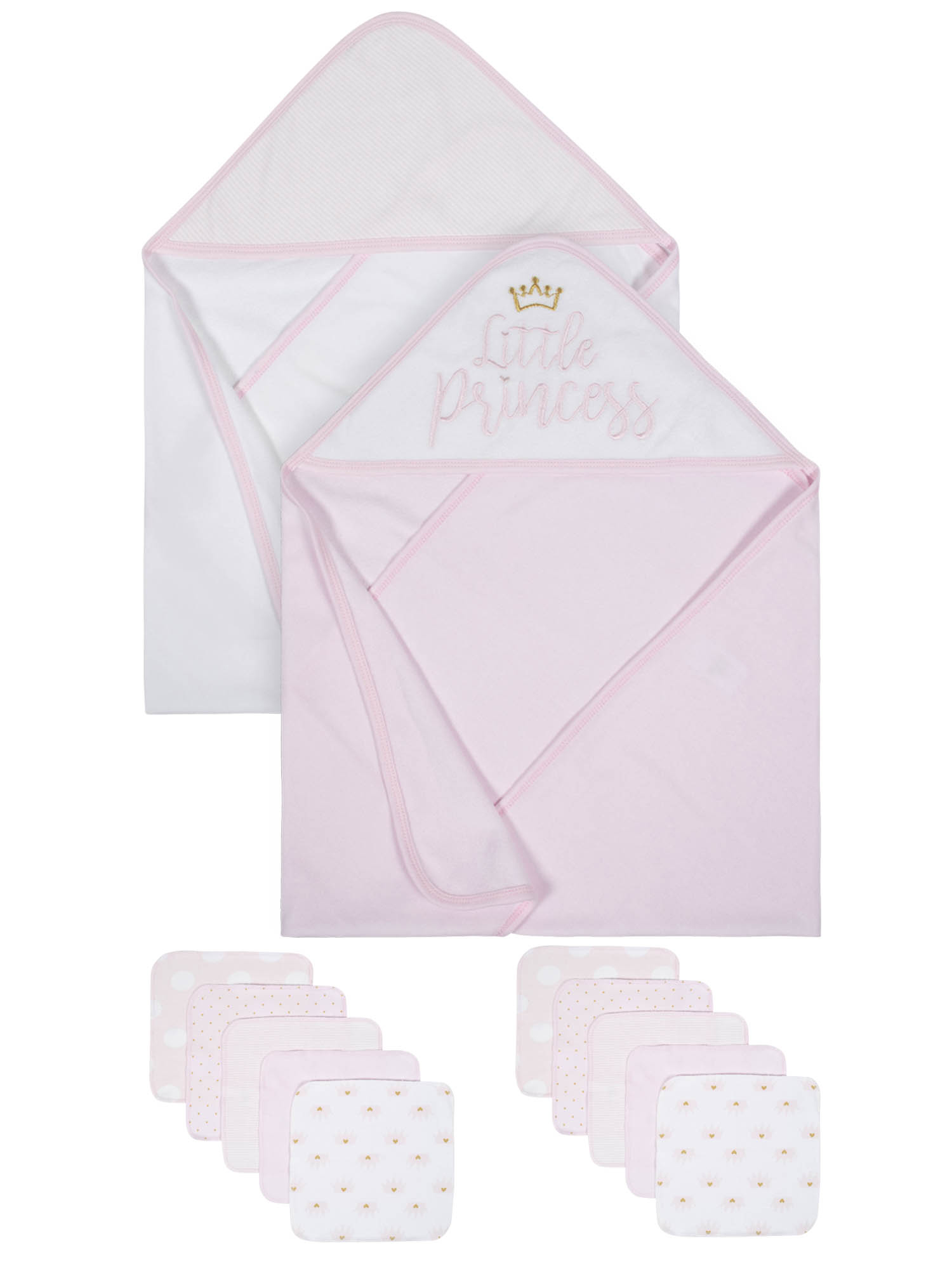 Gerber Organic 2 pk Terry Towels and 10 Washcloths Bath Bundle (Baby Girls)