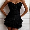 thumbnail image 2 of Cavosen Ruffle Skirt Women Lace Loose Elastic Waist Mini Skirt Ladies Party Breathable Summer Skirt Black XL, 2 of 5