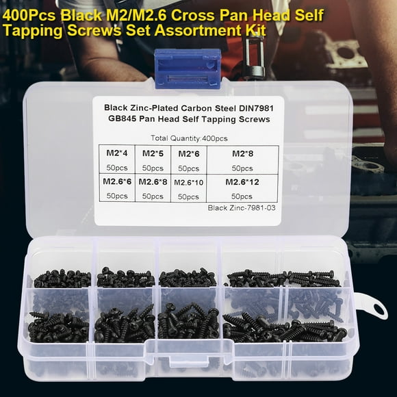 Pan Head Screw,400Pcs Black M2/M2.6 Cross Screw Pan Head Tapping Screw Modern Innovation