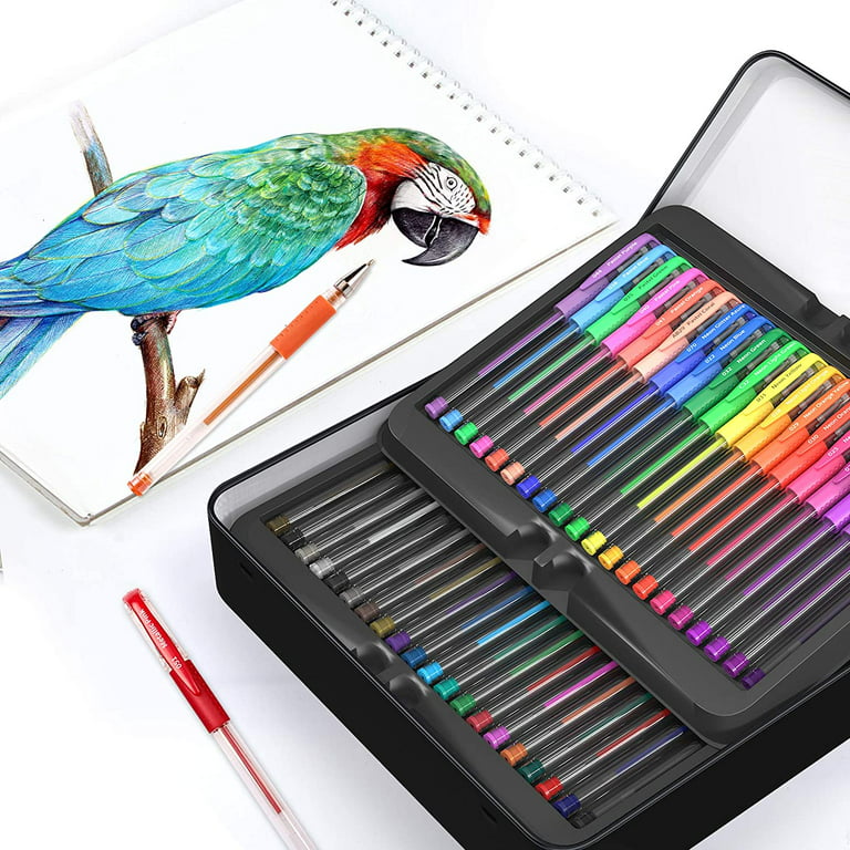 Shuttle Art Gel Pens, 130 Colors Gel Pen with 1 Coloring Book in Travel  Case for Adults Coloring Books Drawing Crafts Scrapbooking Journaling