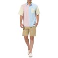 thumbnail image 2 of Lars Amadeus Men's Shirts Short Sleeve Summer Cotton Patchwork Button Down Shirts S Pink Blue, 2 of 5