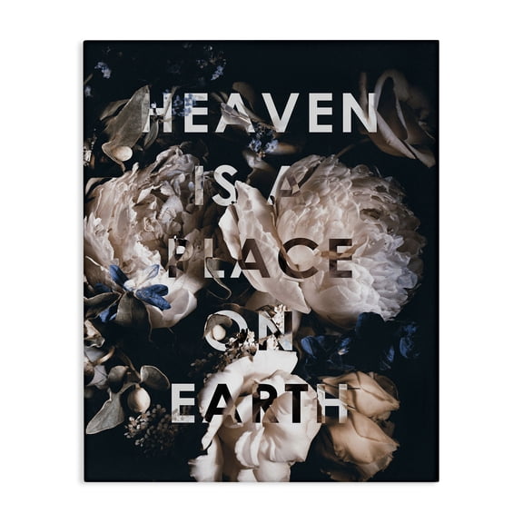 Stupell Industries Glam Heaven Is A Place On Earth Inspirational Floral Abstraction Canvas Art, 16 x 20, by Design Fabrikken