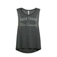 thumbnail image 1 of Thread Tank Thick Thighs Thin Patience Women's Sleeveless Muscle Tank Top Charcoal 2X-Large, 1 of 4