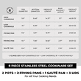 thumbnail image 2 of BRA COOKWARE Profesional 8-Piece Stainless Steel Cookware Set | Professional Pots & Pans Set | Kitchen Set w/ 2 Pots, 1 Sauté Pan, 2 Frying Pans, 3 Lids | All Heat Sources Compatible | Toxic Free, 2 of 6