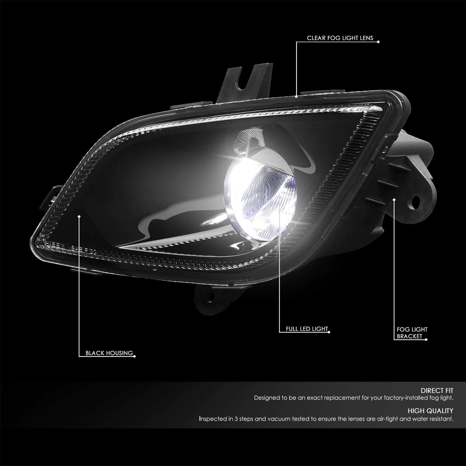 DNA Motoring LED Driving Fog Light Lamps for 2018-2024 Freightliner Cascadia, Black Housing