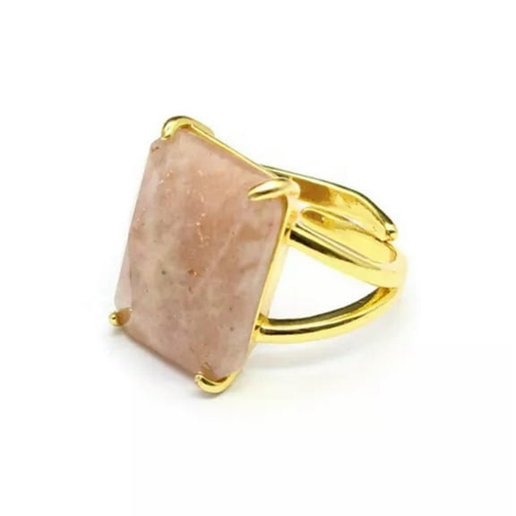 1X Rectangle Faceted Crystal Ring Chakra Gemstone Quartz Jewerly Gift Adjustable