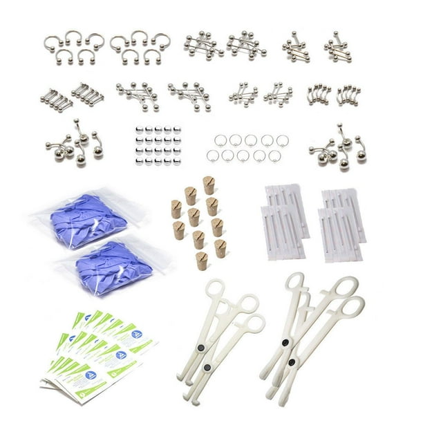 EG Gifts Body Piercing Kit with Surgical Steel Jewelry For All Body