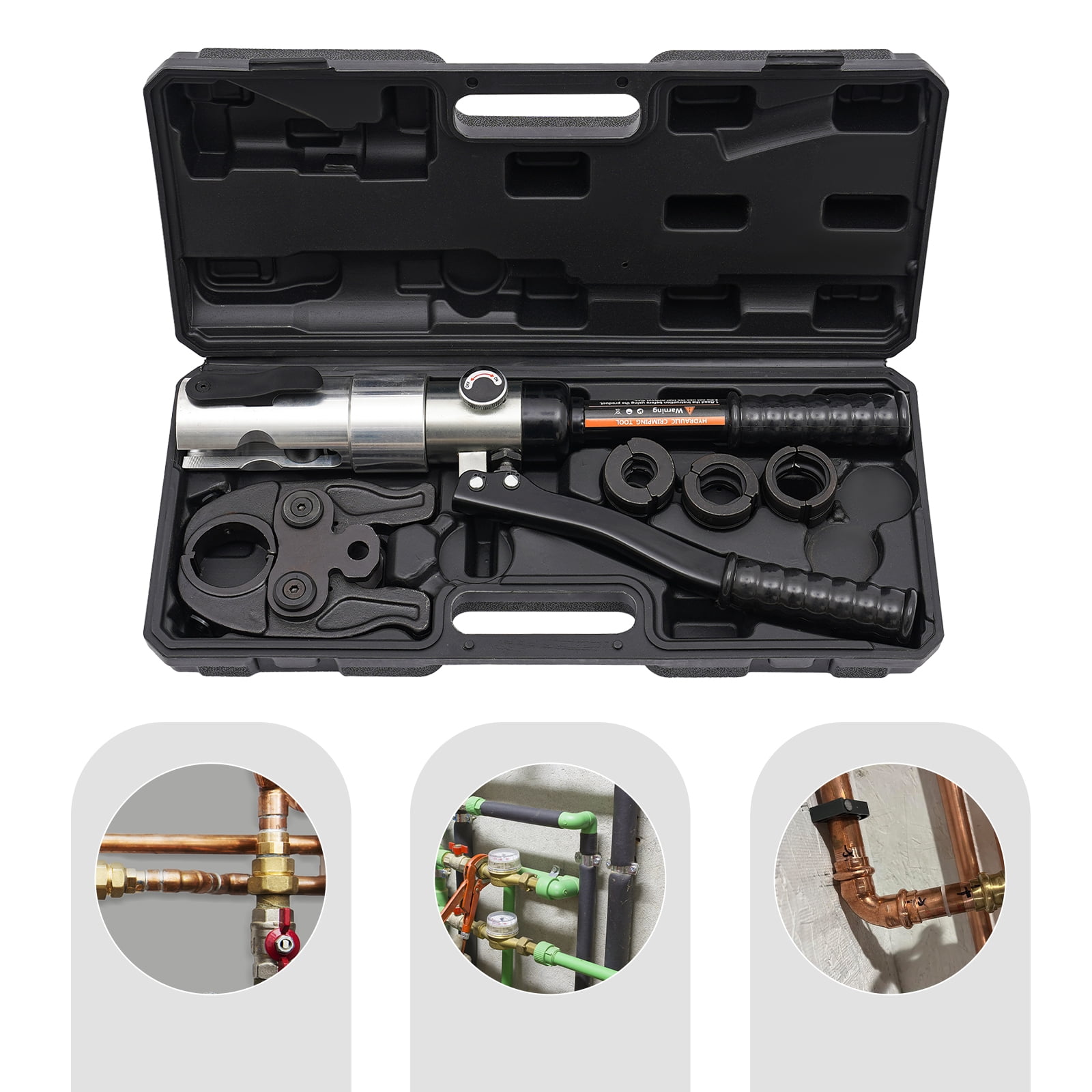 Dwellnix PEX Tube Pipe Press Crimping Tool Pipe Crimper Hydraulic Copper 1 2 Inch 1 Inch