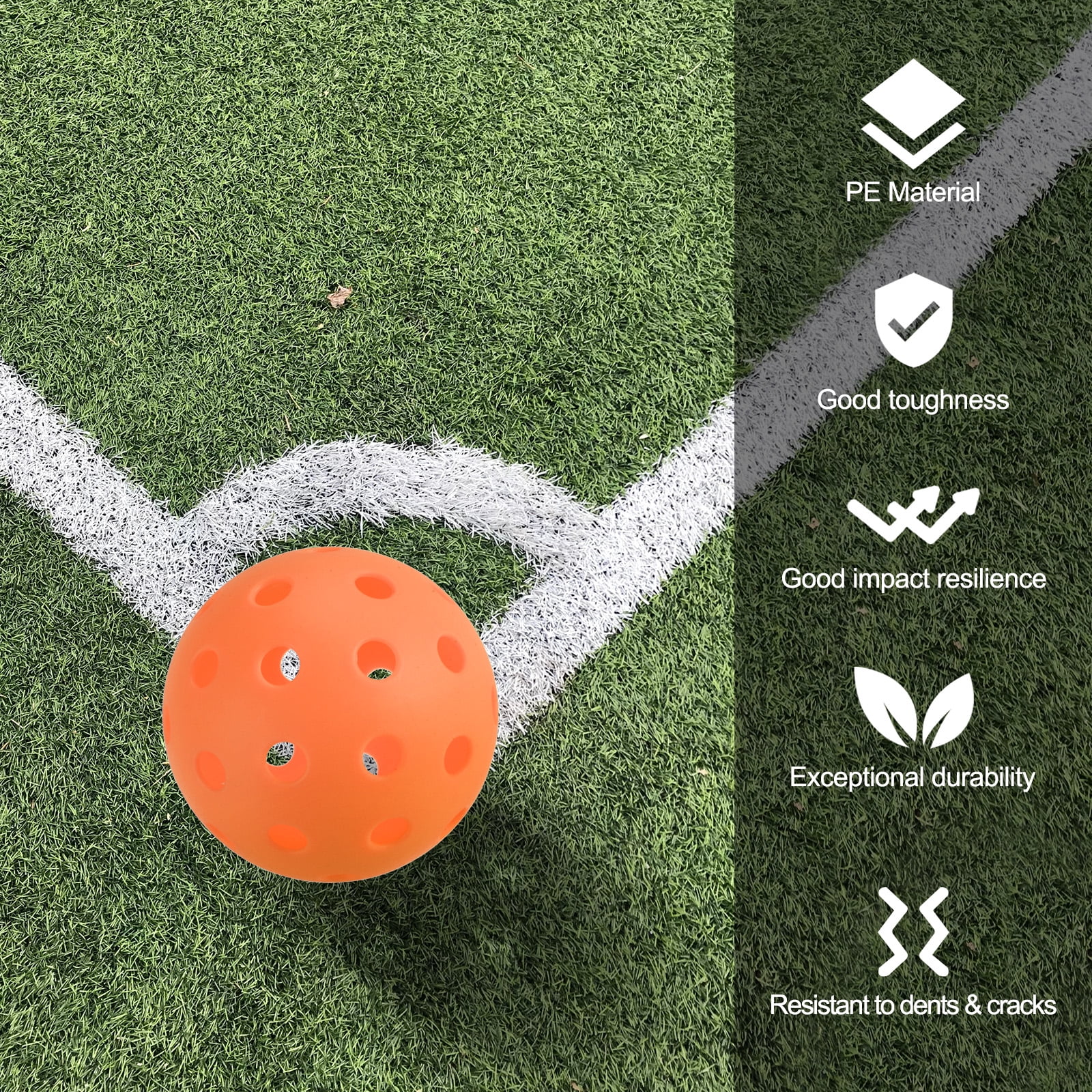 Luminous Pickleball Balls 40 Holes Glow in the Dark Pickleball Balls with Mesh Bag Orange,White, 6 Pack