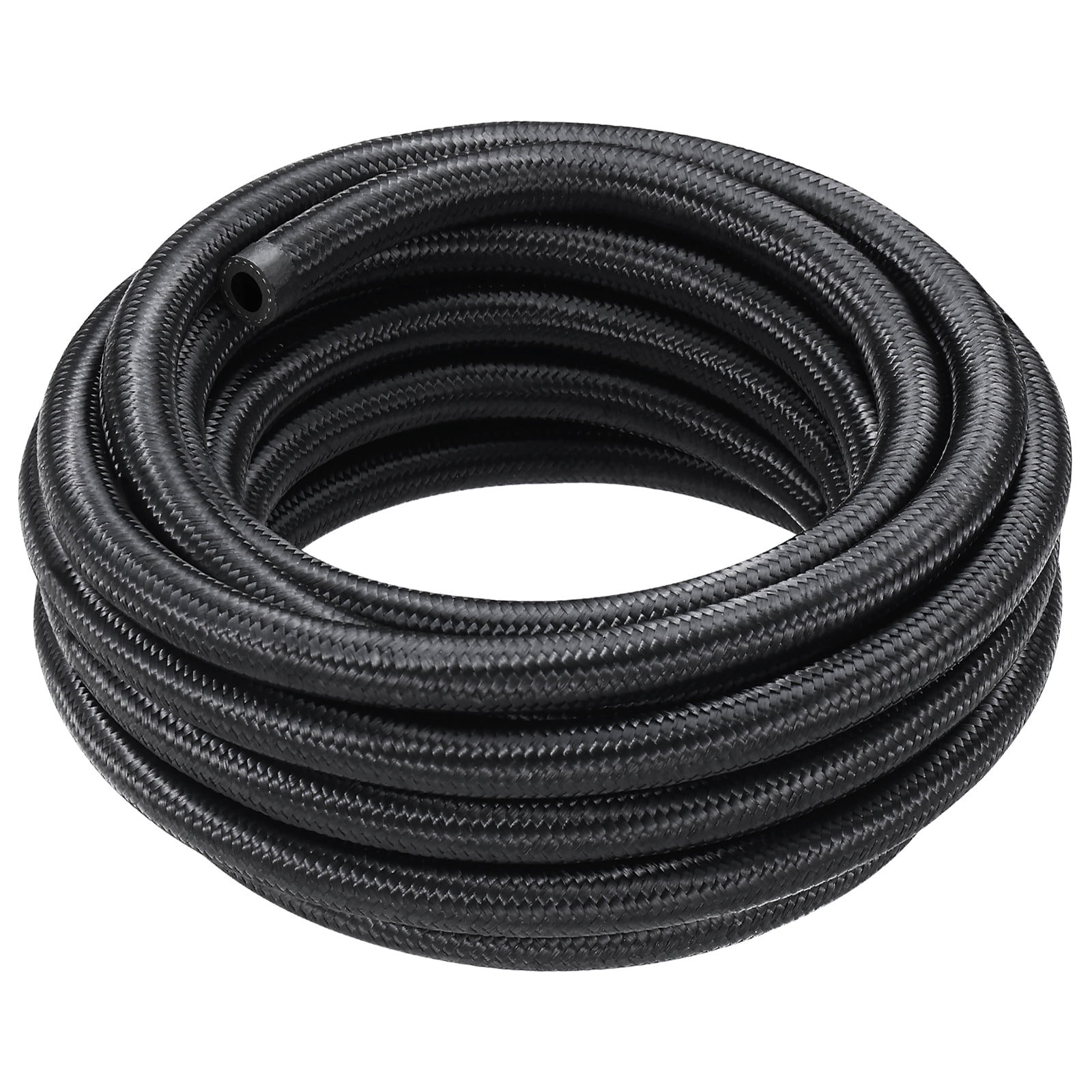 KFFKFF 8AN Fuel Hose Set, 20 FT, 0.43" Nylon & Stainless Steel Woven Oil/Gas/Diesel Line with 12 PCS Rotating Adapter Fittings, Black