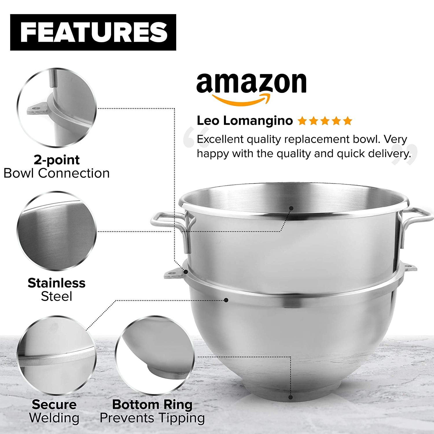 60 QUART LARGE STAINLESS STEEL MIXING BOWL FITS HOBART HEAVY DUTY 60QT MIXERS