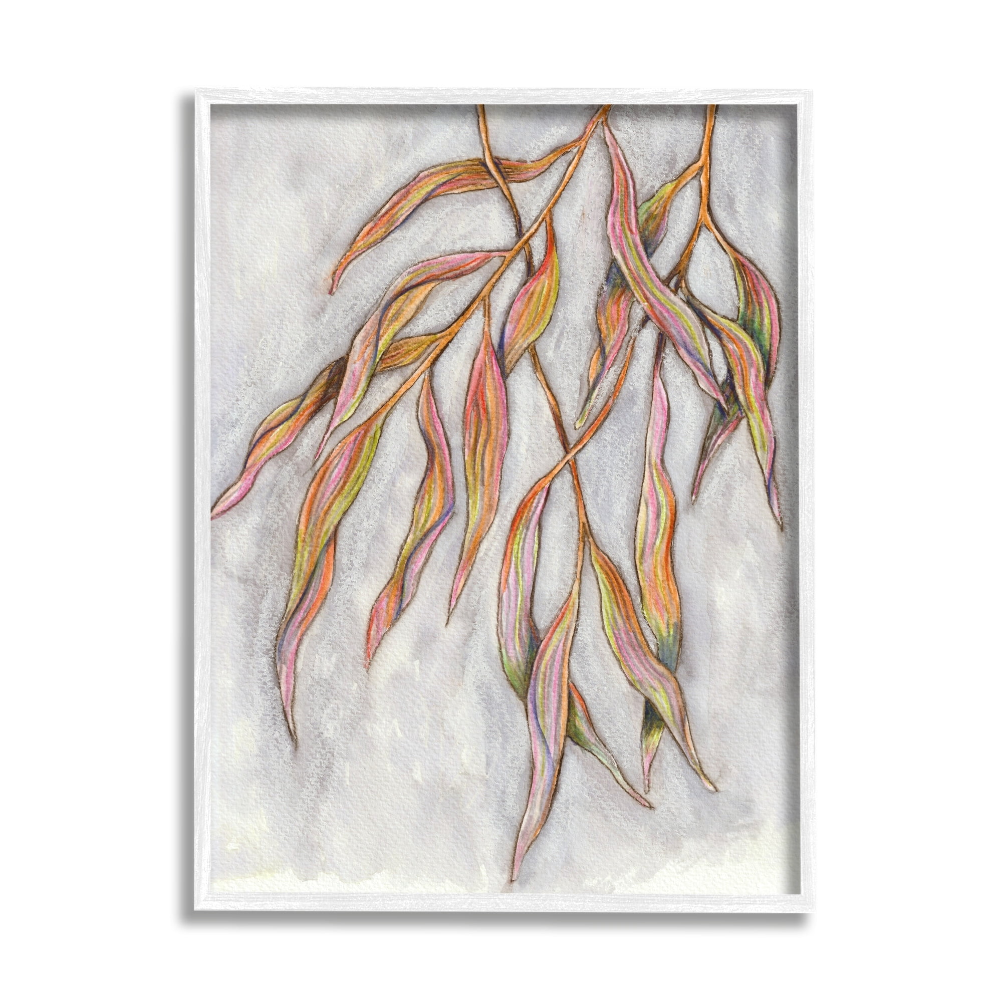 Stupell Industries Withering Leaves Botanicals Hanging Modern Watercolor Detail Painting White Framed Art Print Wall Art, Design by Elvira Errico