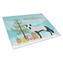 Carolines Treasures Silver Fox Christmas Glass Cutting Board Large Teal 12H x 16W multicolor