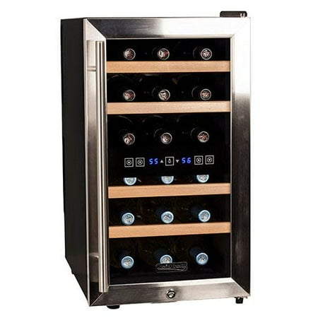 Koldfront TWR187ESS 18 Bottle Free Standing Dual Zone Wine Cooler, Black and Stainless (Best Price On Wine Refrigerators)