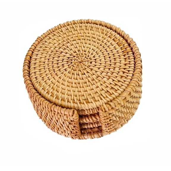 Rattan Coasters - Handmade Woven Cup Coasters, Weave Coaster Mat, Natural Elegance for Drinks and Pots