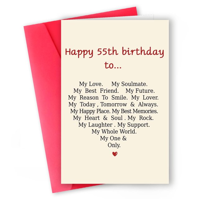 Tarjeta de felicitación MQMRYeto 55.º cumpleaños con amor 20 x 13 cm