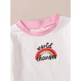thumbnail image 5 of Qiylii Kids Girls Outfit Rainbow Embroidery O-Neck Long Sleeve Tops+ Trousers, 5 of 9