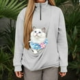 thumbnail image 2 of Shadoumai Cat Pouch Hoodie for Women Half Zip Kangaroo Pocket Dog Pouch Sweatshirts Pet Carrier Pullover Animal Holder Long Sleeve Tops, 2 of 9