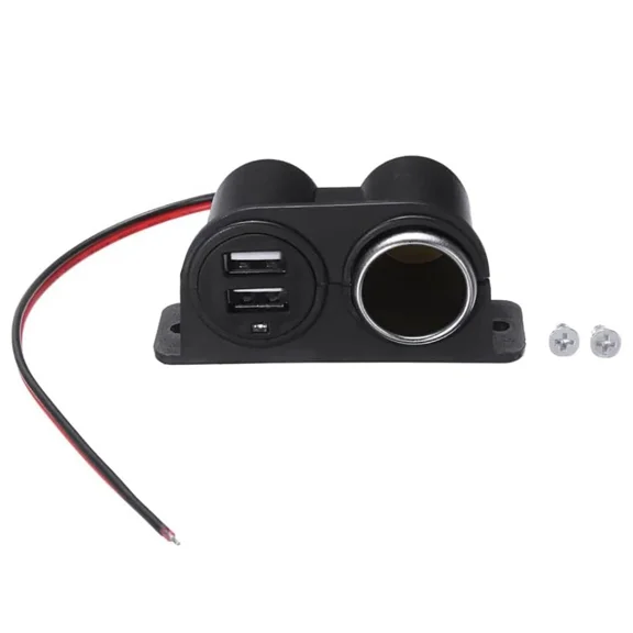 12V/24VCar Cigarette Lighter Socket Splitter Dual USB Charger Power Adapter Outlet