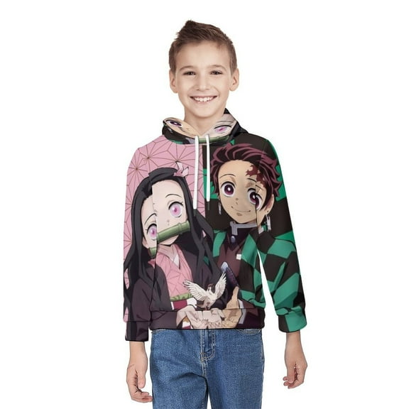Kamado Nezuko Youth Hoodies Boys Girls 3D Printed Sweatshirt Fall Winter Clothes Long Sleeves Pullover Sweater S