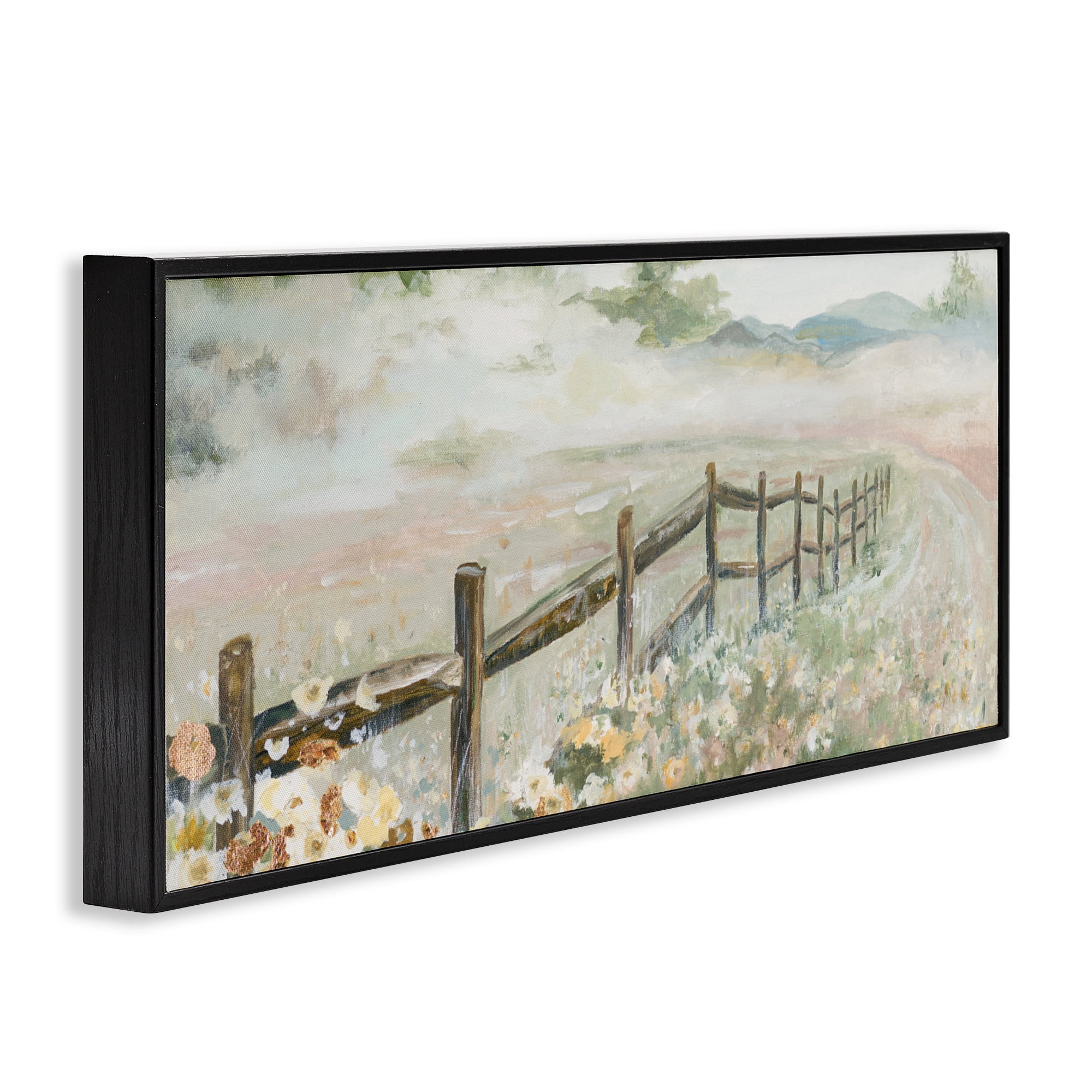 Stupell Industries Soft Fence with Flowers Black Framed Giclee Art, design by Patricia Pinto
