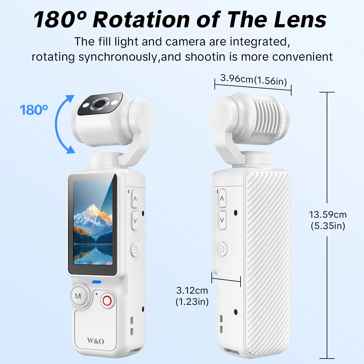 W & O Q7 Rotating Lens 2.5K 100 MP Action Video Camera with Memory Card, Black