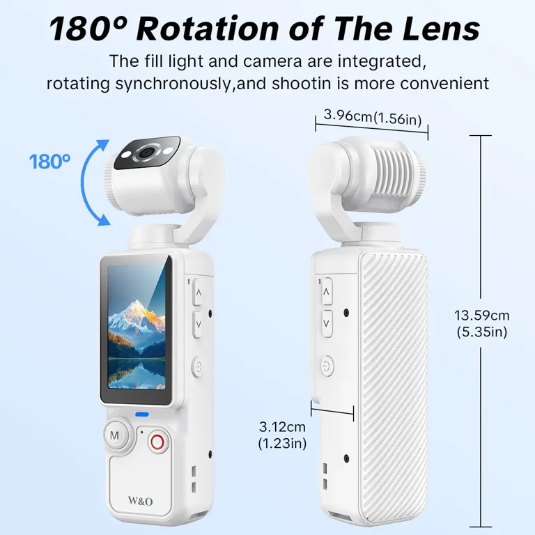 W & O, Portable 2.5K Video Recorder, 180¬∞ Rotating Lens, Pocket