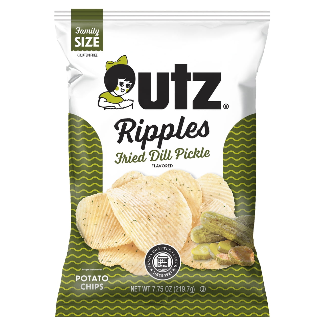 7.75 oz Utz Ripples Fried Dill Pickle Potato Chips