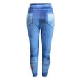 thumbnail image 5 of Bescita Women'S Plus Size Casual Imitation Cowboy Leggings Elasticity Slim Cropped Pants, 5 of 5
