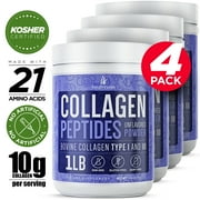 4 Pack Premium Collagen Peptides Powder Hydrolyzed Anti-Aging Protein 1 LB