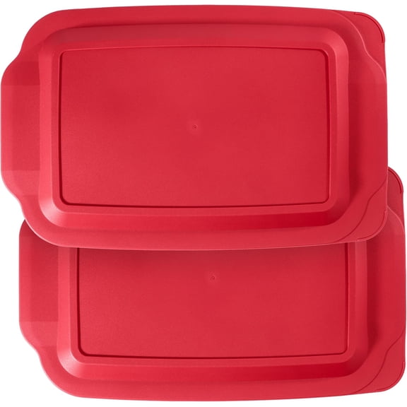 Replacement Lids fits Pyrex 9x13 233 Glass Casserole Baking Dish Container with Tab Handles, for 3-Quart Model 233-PC (2-Pack, Red)