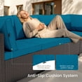 thumbnail image 2 of Patio Furniture Set - All-Weather - 7 Piece Patio Outdoor Conversation Set, Modular Wicker Rattan Sectional Sofa for Backyard, Garden, Poolside, Balcony, Porch, Patio, Brown/Peacock Blue, 2 of 7