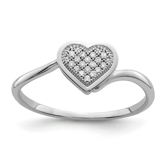Auriga Fine Jewelry 925 Sterling Silver Diamond Heart Ring Size 7for Women