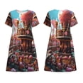 thumbnail image 3 of Bixox Robe d'Été à Manches Courtes pour Femmes Robe Ample Longueur Genou avec Poches-Conte de Fée-Monde-avec-Délicieux-Candy, 3 of 7