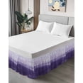 thumbnail image 4 of Purple Ombre Bed Skirt Queen Size, Modern Abstract Art Ocean Oil Painting Wrap Around Bed Skirting with Adjustable Elastic Strap, Dust Ruffle Pleated Bedskirts 18 Inch Drop for Bedroom Queen Beds, 4 of 9