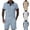 Khaki, variant on Mens 2 Piece Summer Outfits Classy Casual Quarter Zip Golf Pocket Shirt and Shorts Set Stretch Short Sleeve Hollow Out Suit