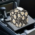 thumbnail image 7 of FUIALDOLG Tissue Box Cover, Daisy Flower Square Tissue Box Holder with Bottom Belt - Waterproof PU Leather Decorative Organizer for Tabletop, Bathroom, Car, Office, 7 of 7