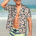 thumbnail image 4 of Uemuo Daisies Flowers Printed Regular Fit Short Sleeve Casual Hawaiian Shirt for Men,Aloha shirt,Tropical shirt,Floral print shirt,Vacation Beach shirt-Small, 4 of 9