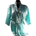 thumbnail image 4 of womens short kimono solid satin lounge robe, bride & bridesmaid robes - lightweight bathrobes, 4 of 7