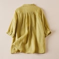 thumbnail image 6 of Enjoytime Birthday Gifts For Women Summer Short Sleeves Solid Color Turndown Collar Tops Cotton And Linen Button Loose Women Causal Shirt On Clearance, 6 of 6