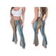 thumbnail image 2 of Pantalones acampanados elásticos de cintura alta con estampado bohemio para mujer, pantalones acampanados rectos informales y adelgazantes con estampado floral retro, 2 of 7