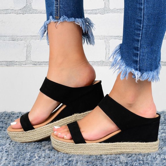 Worgeous 1 Pair Summer Wedge Sandals Female Sandals Fashion Summer Shoes for Women Lady (Black, Size 42, 9US, 6.5UK，40.5EU, 10.218Inch)