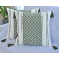 thumbnail image 7 of Boho Tassels Throw Pillow Covers Olive Green, 16x16 inch - Set of 2 / Decorative Living Room Plaid Cushion Covers / Designer PillowCases/ Modern Accent Cushion Covers With Woven Checkered Pattern, 7 of 7